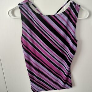 A. Byer Purple and Black Striped Tank Top